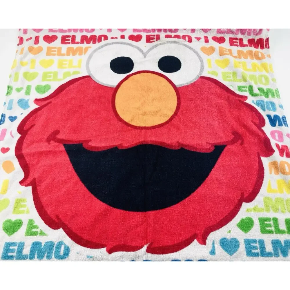 Sesame Street Love ELMO Bath Body Towel Busch Gardens Rainbow Hearts Face Large